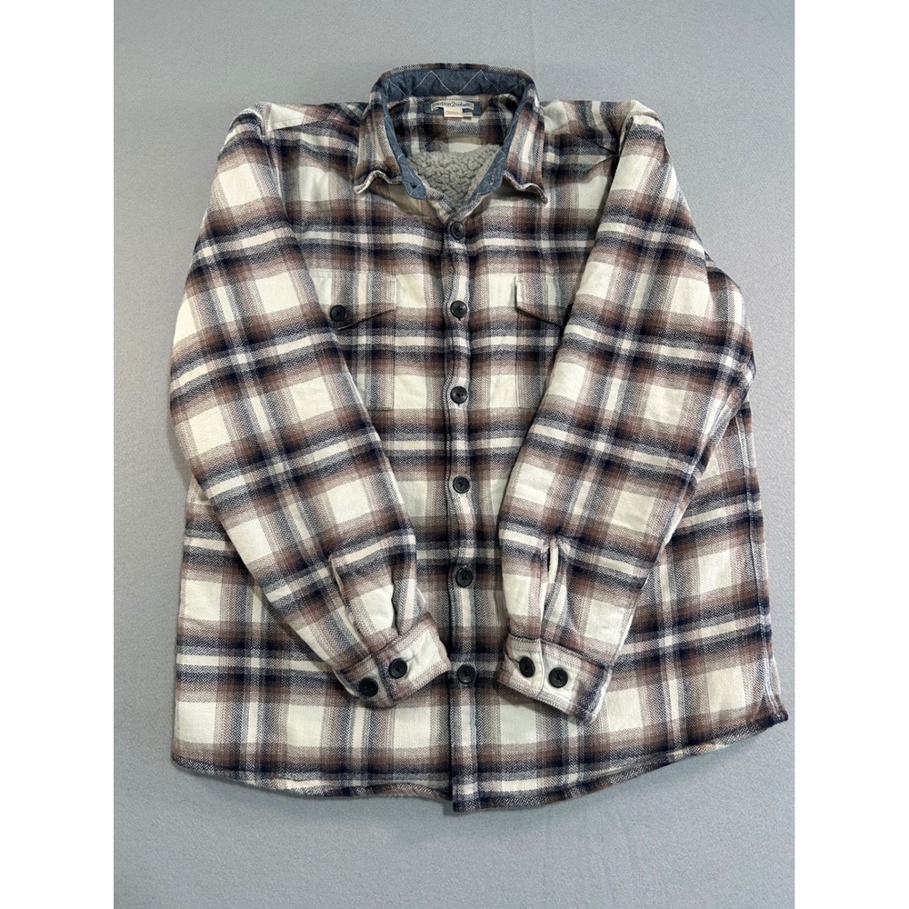 Carbon2Cobalt Shacket Men's Large Brown Plaid Sherpa Lined Flannel Jacket